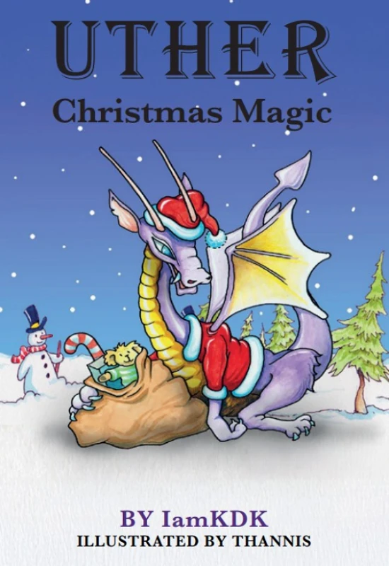 Dragon in festive attire with gifts